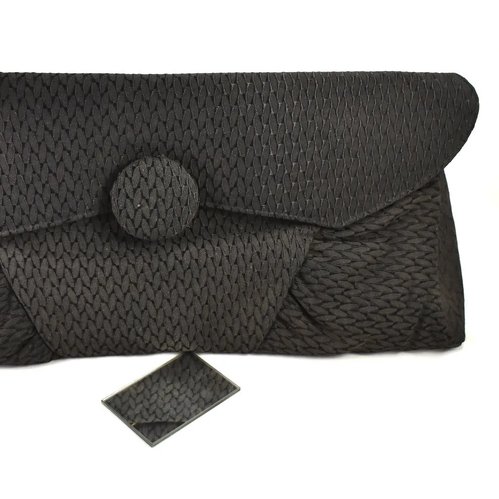 1930s Large Black Fabric Clutch