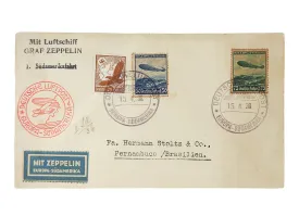 1936 Graf Zeppelin Germany to Brazil Airship Stamp Cover