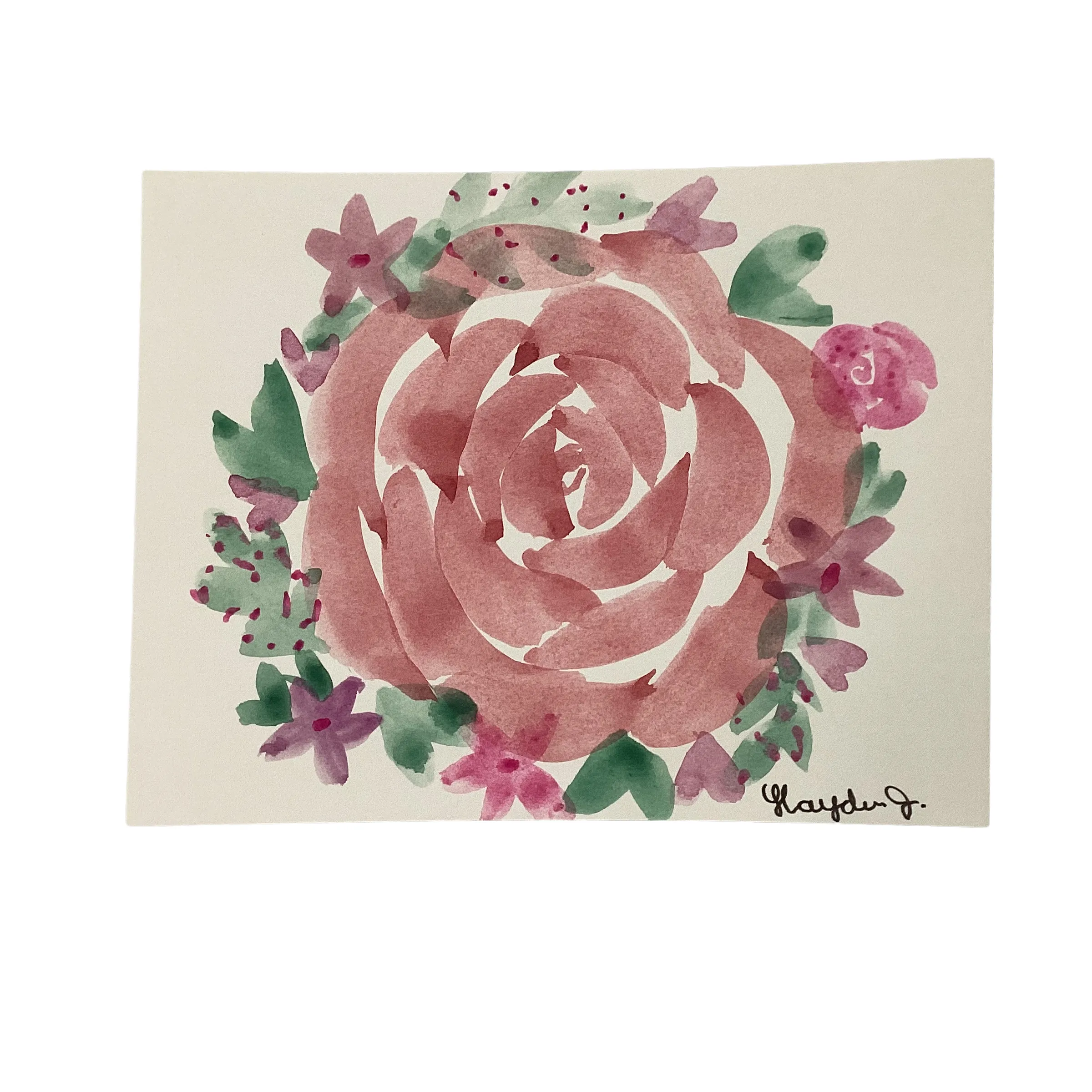 4.25"X5.5" Pink Floral Postcard