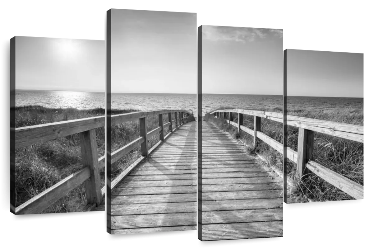 A Boardwalk To The Beach BW Wall Art