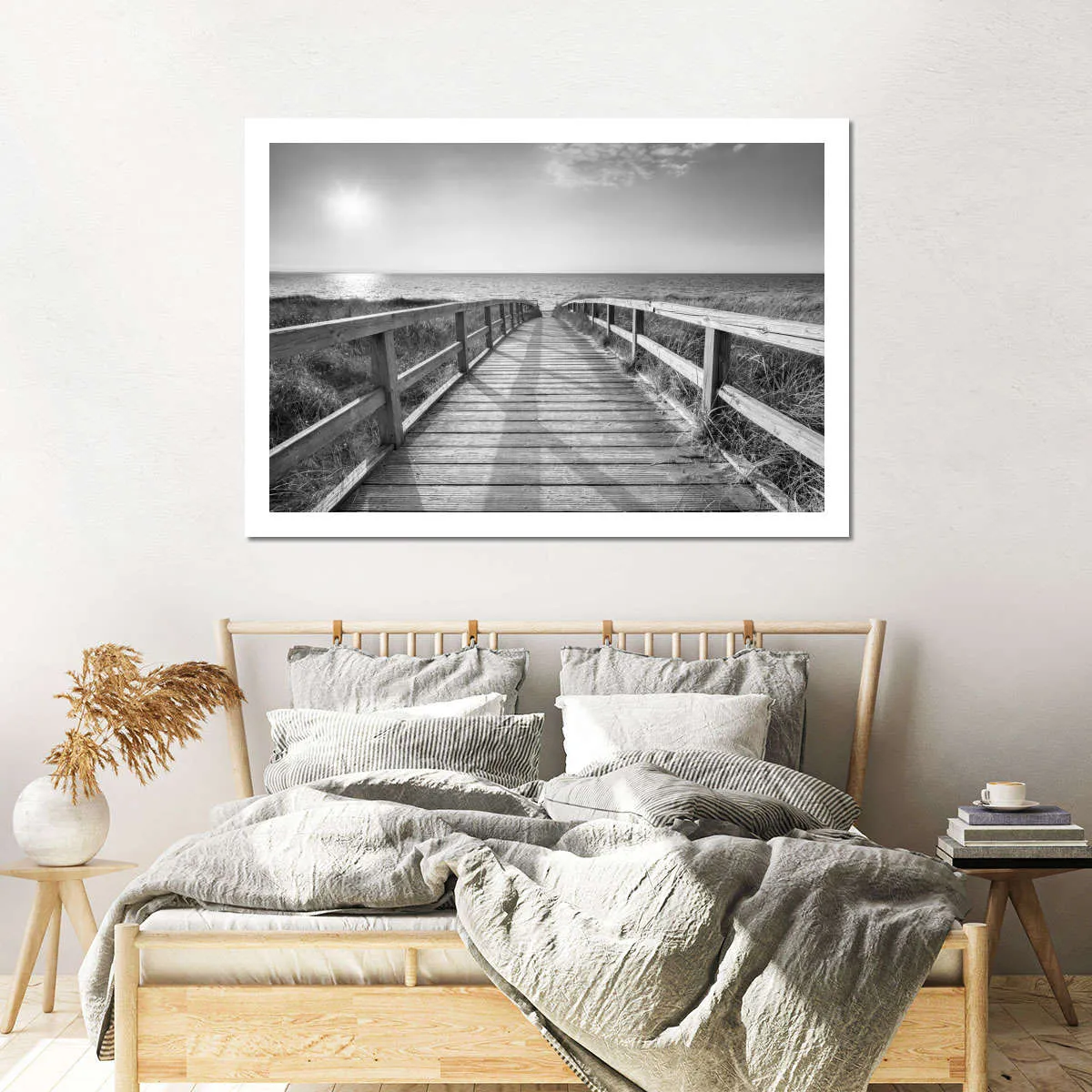 A Boardwalk To The Beach BW Wall Art