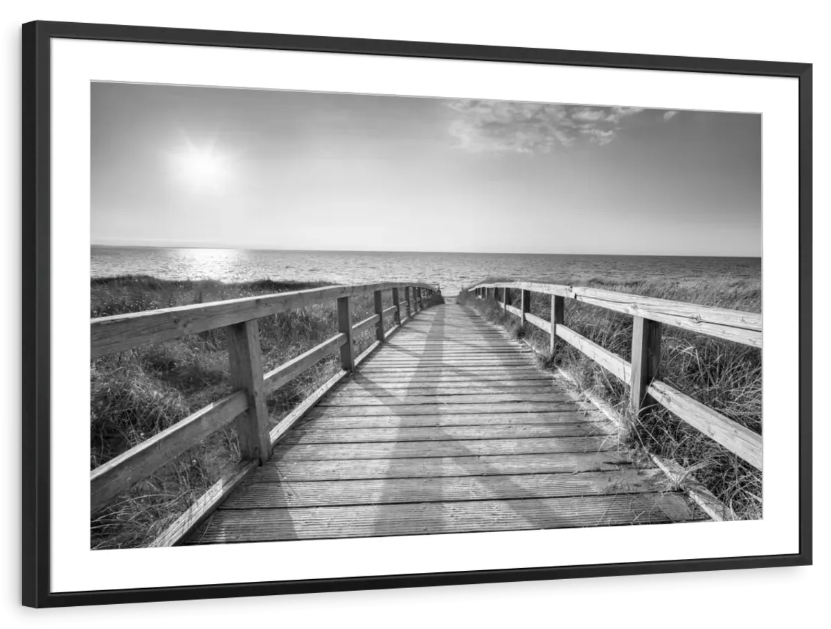 A Boardwalk To The Beach BW Wall Art