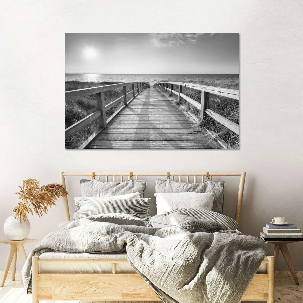 A Boardwalk To The Beach BW Wall Art