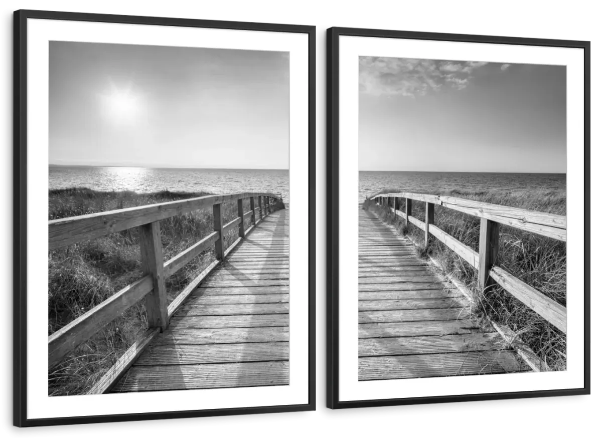 A Boardwalk To The Beach BW Wall Art