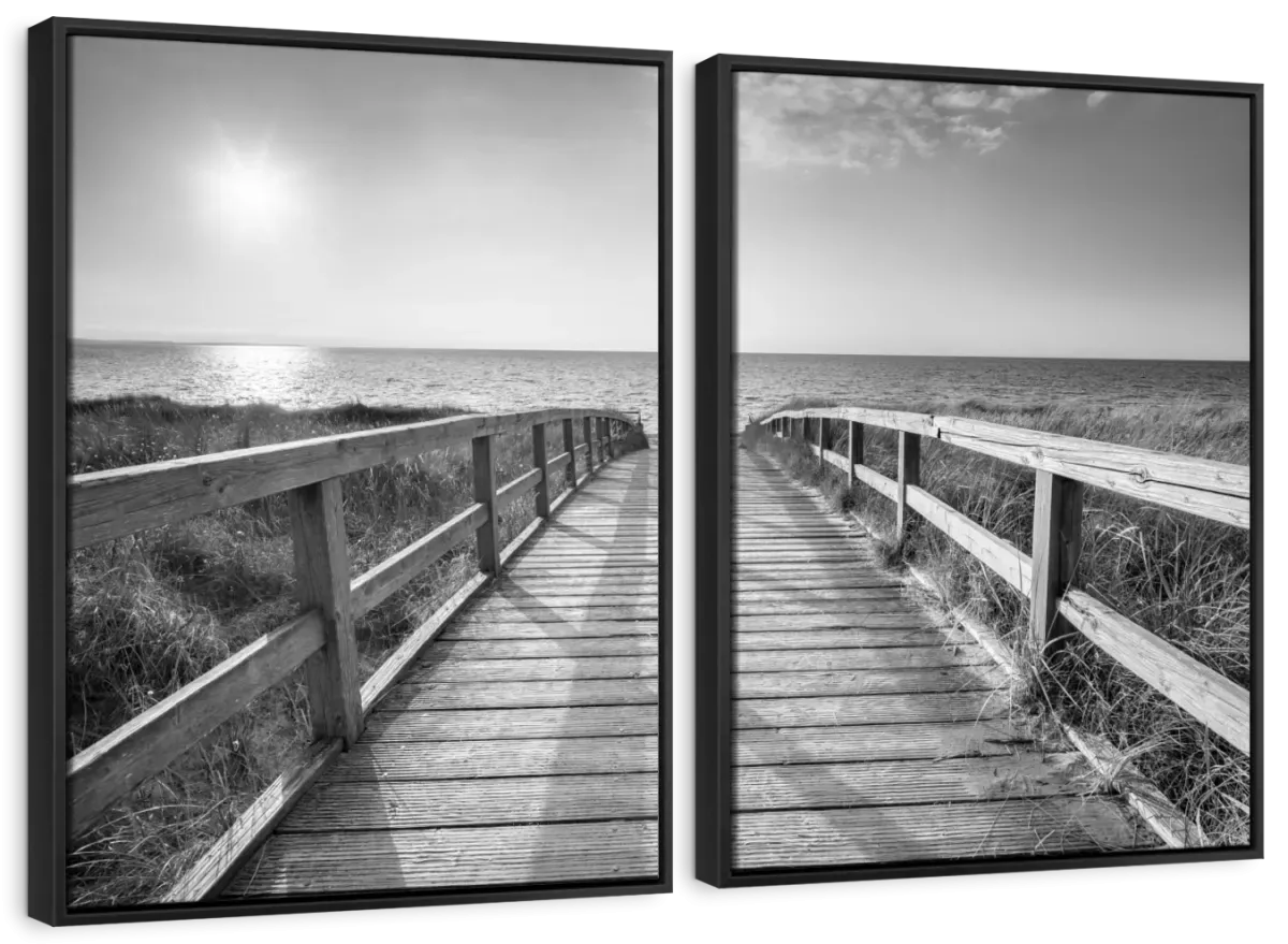 A Boardwalk To The Beach BW Wall Art