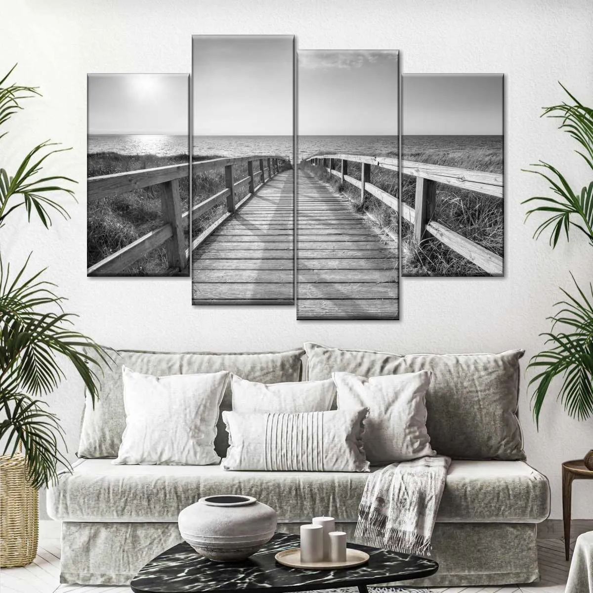 A Boardwalk To The Beach BW Wall Art