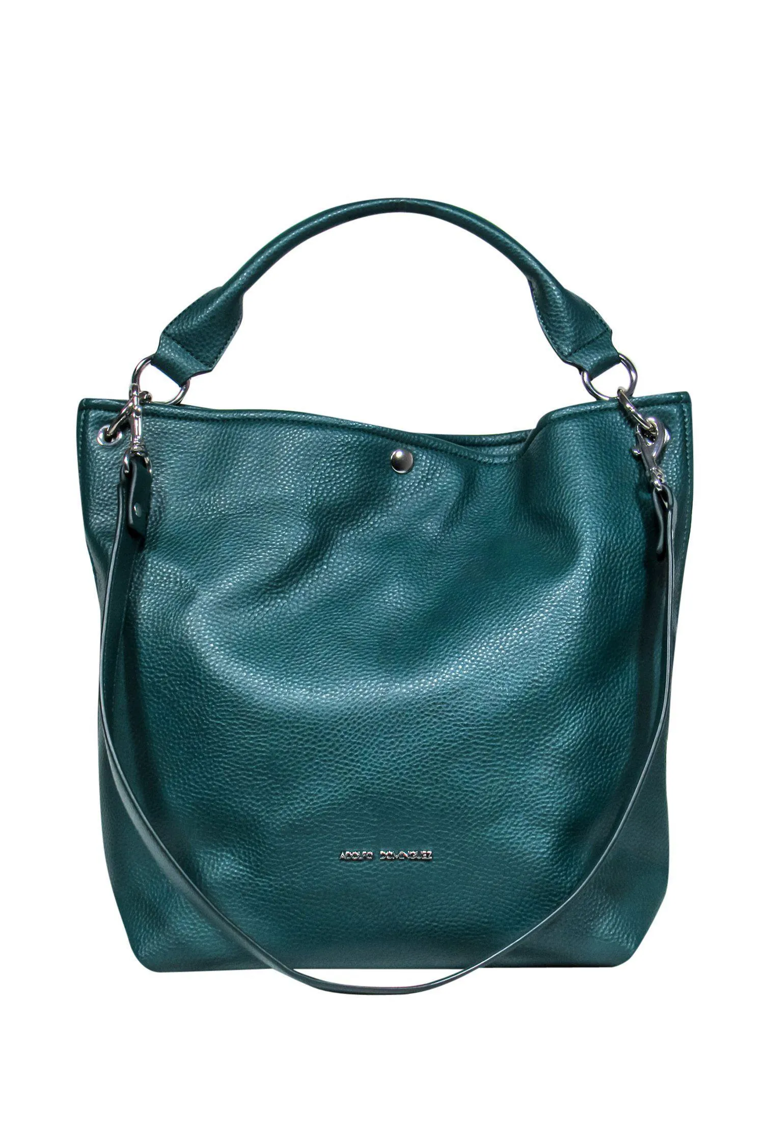 Adolfo Dominguez - Emerald Green Pebbled Leather Convertible Tote