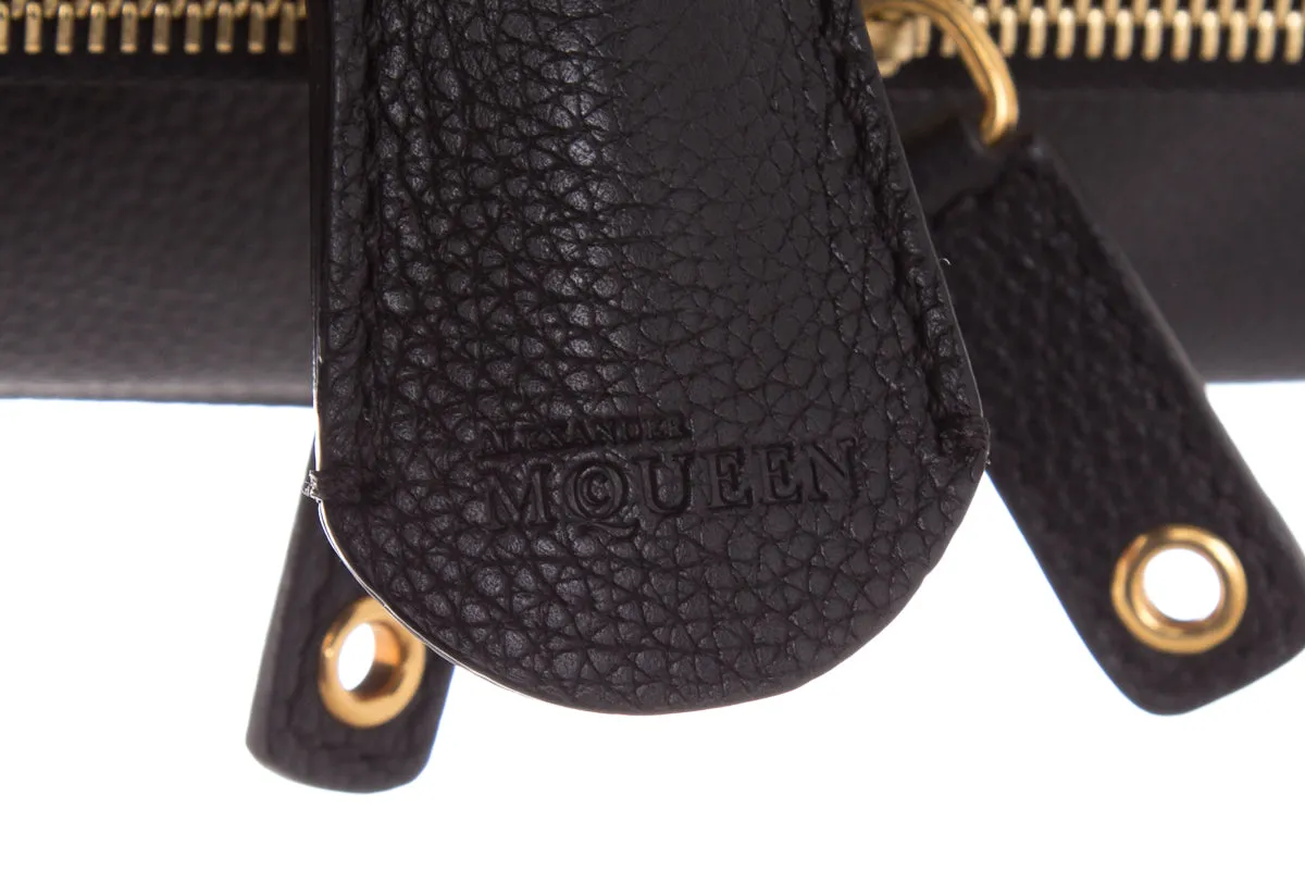 Alexander McQueen Black Calfskin Padlock Skull Clutch