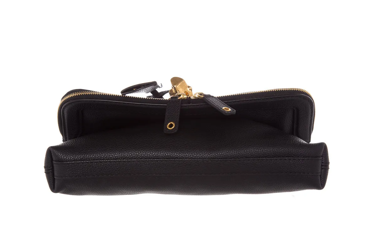 Alexander McQueen Black Calfskin Padlock Skull Clutch