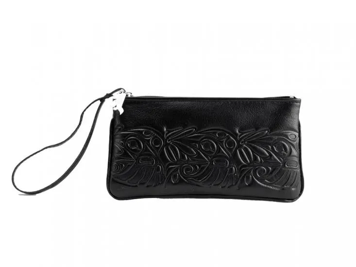 Bag - Wristlet, Leather, Hummingbird