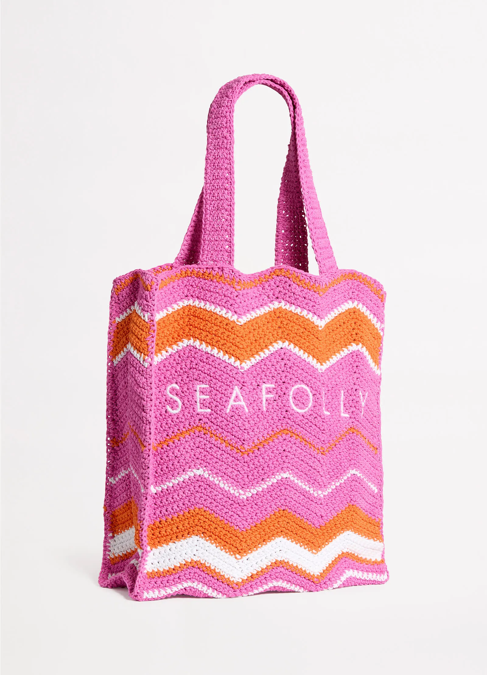 Beach Bazaar Crochet Tote Bag - Hot Pink