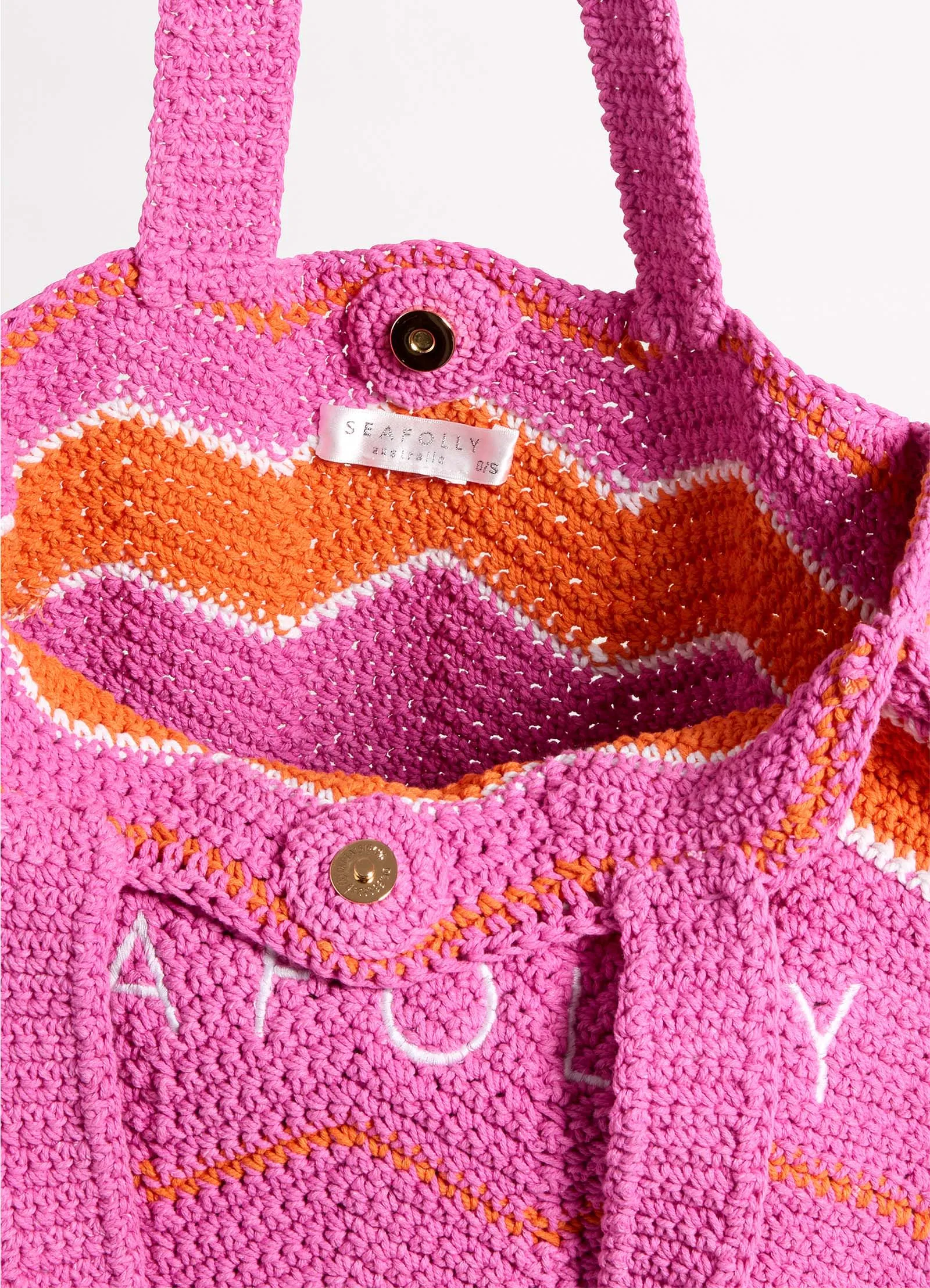 Beach Bazaar Crochet Tote Bag - Hot Pink