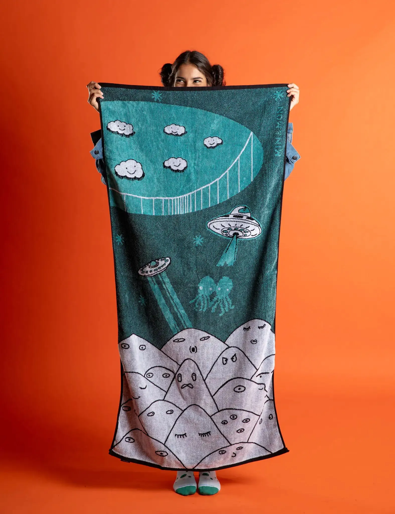 Beach Cotton Towel - Spaceship Woven Design