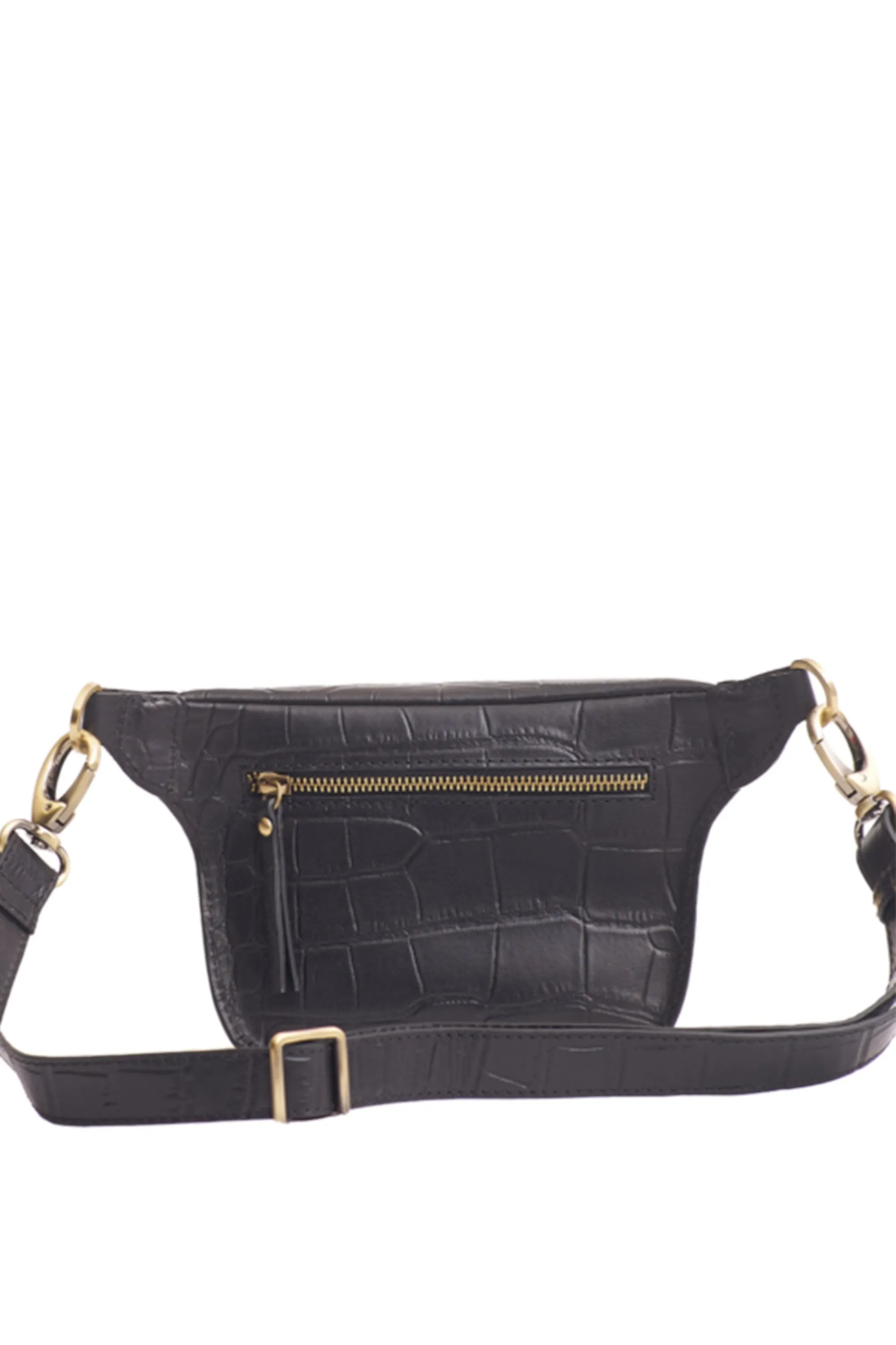 beck's bum bag croco black leather