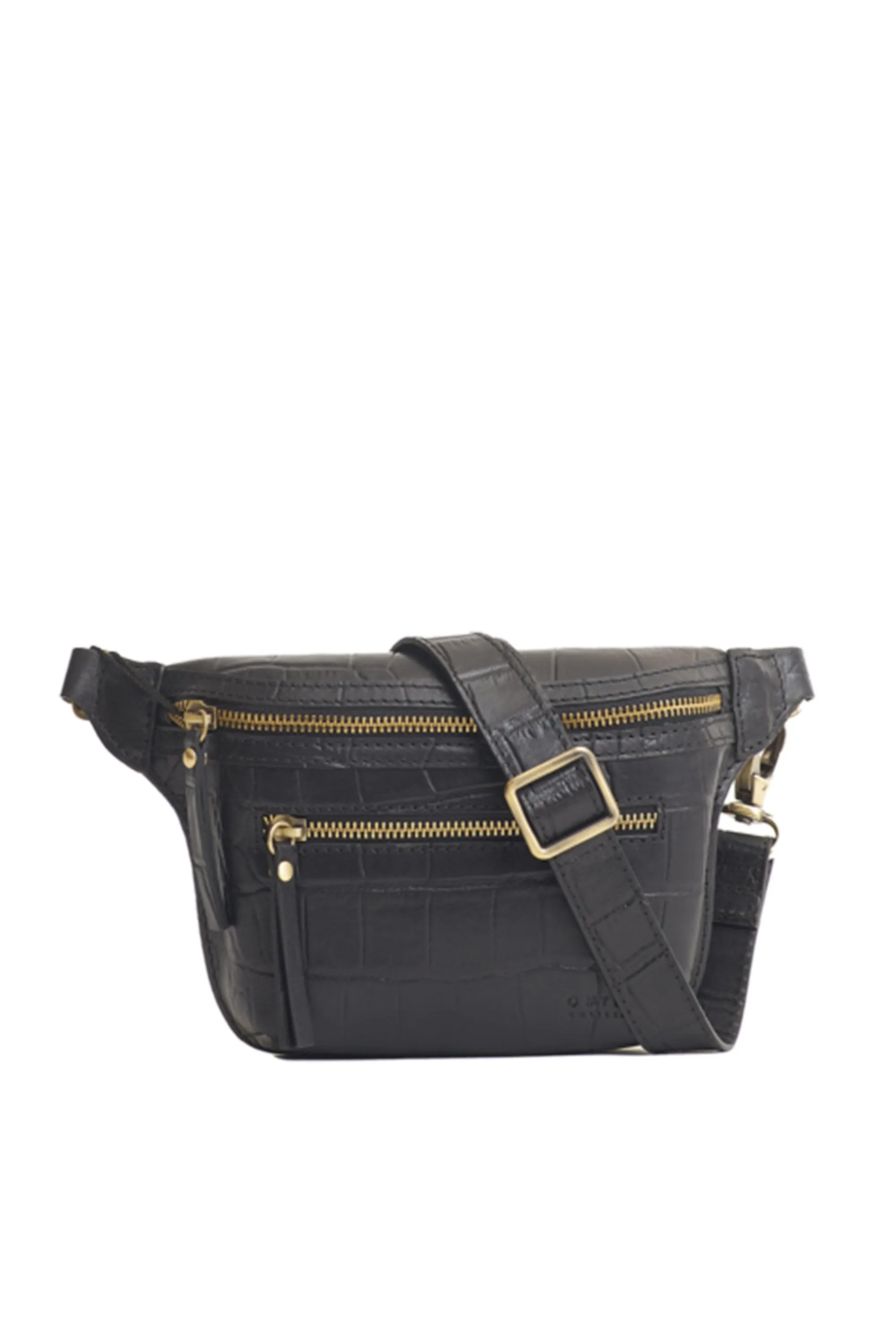 beck's bum bag croco black leather