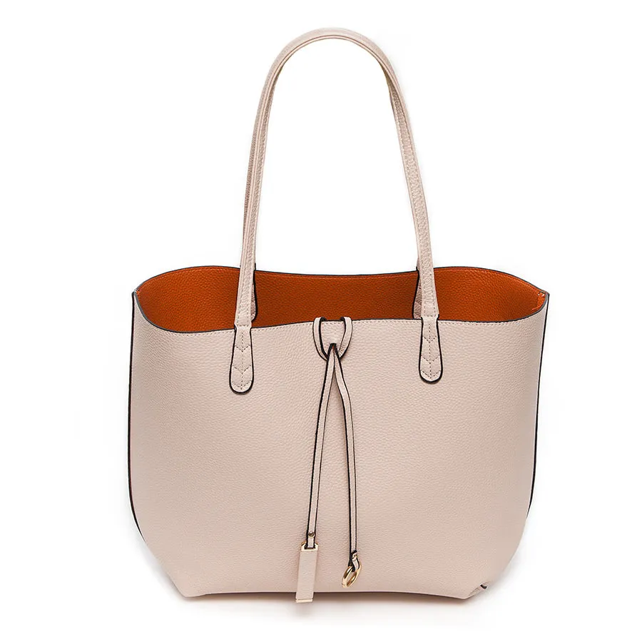 Beige/Orange Reversible Shopper with Handbag