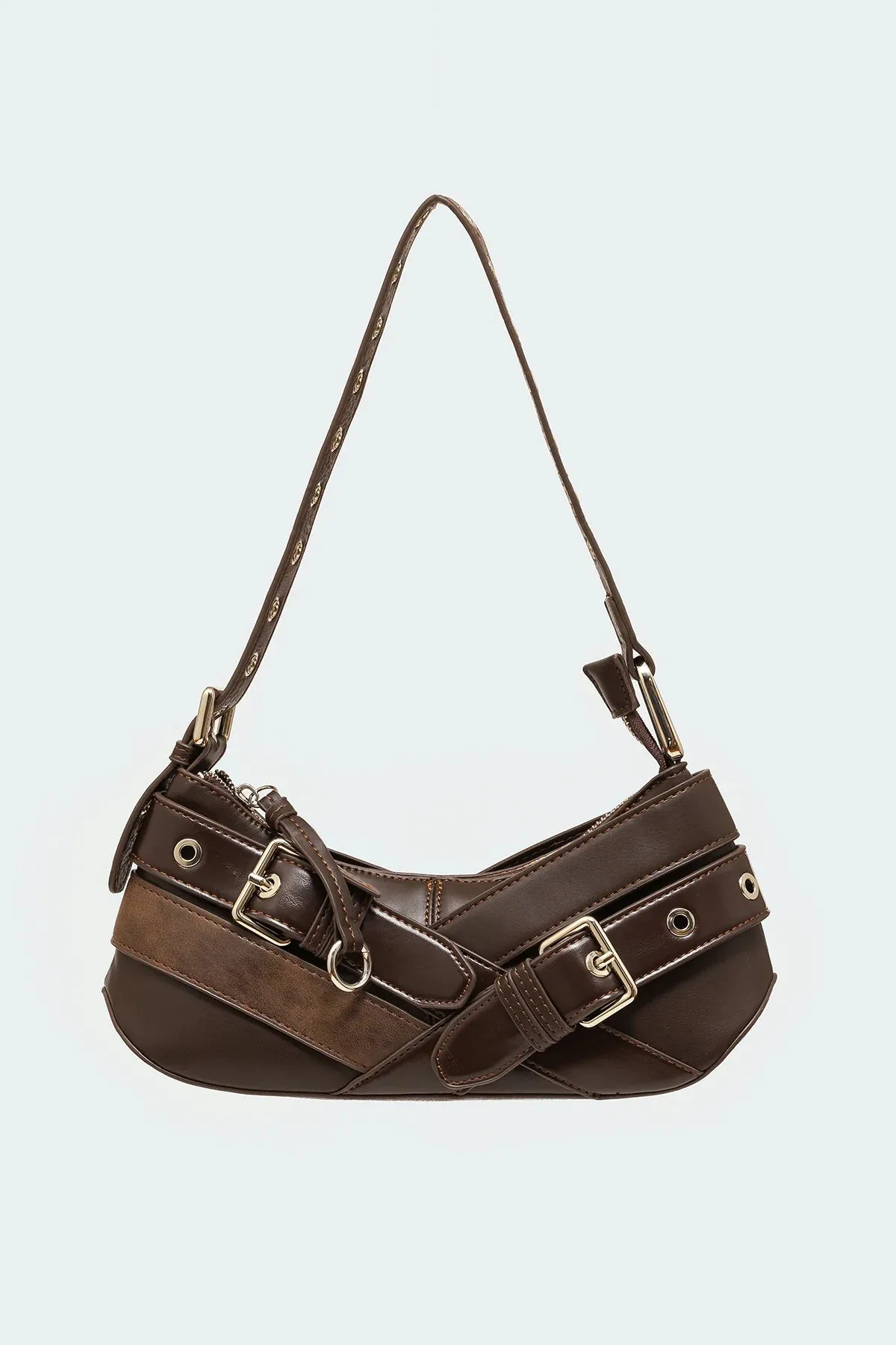 Belted Faux Leather Bag