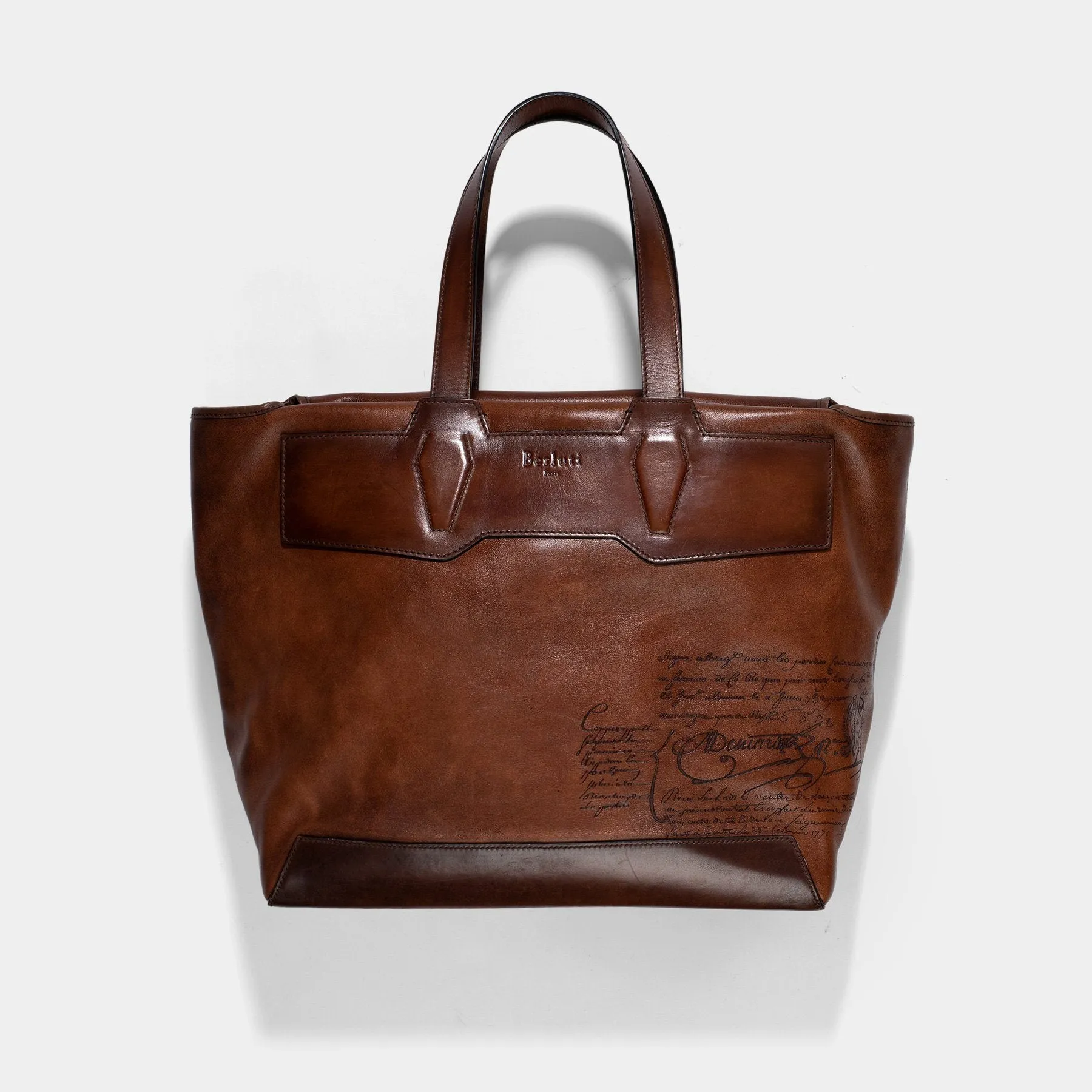 Berluti Scritto Brown Leather Tote