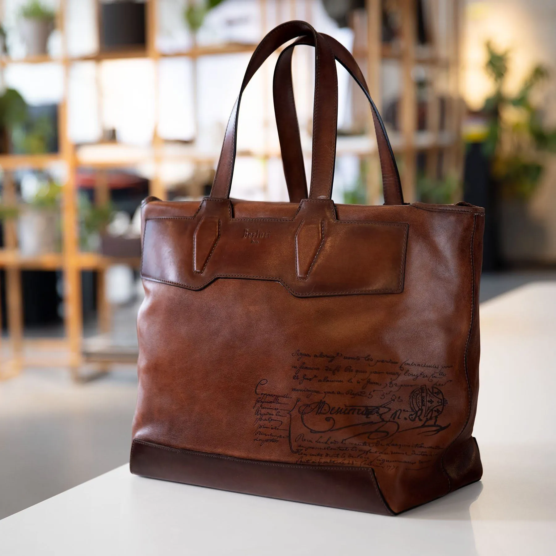 Berluti Scritto Brown Leather Tote