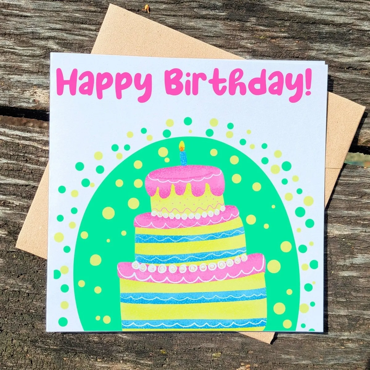 Birthday Cake Card, Cute Greeting for Girlfriend, Sister, Birthday Wishes Postcard