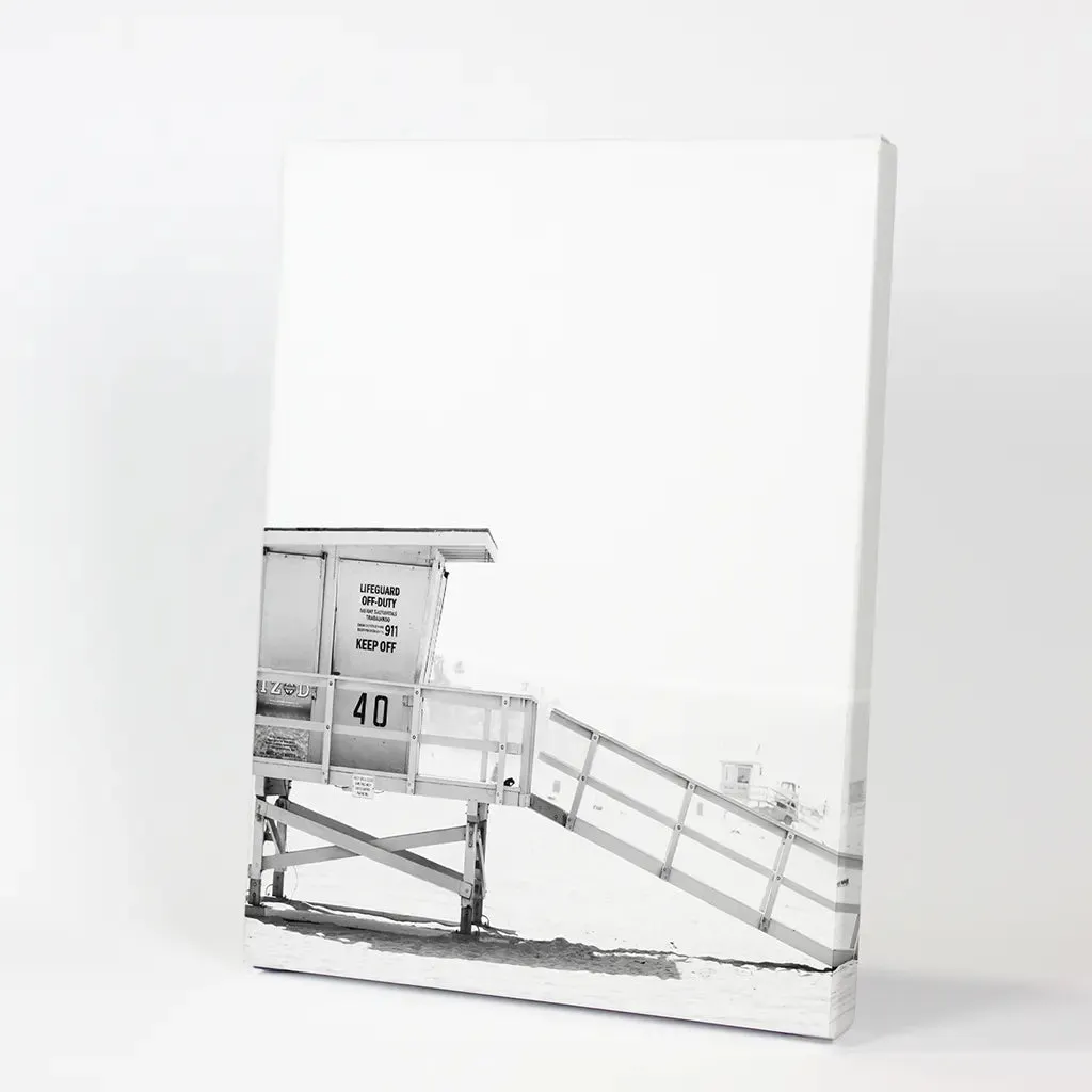 Black White Lifeguard Tower Poster. Coastal Summer Wall Art