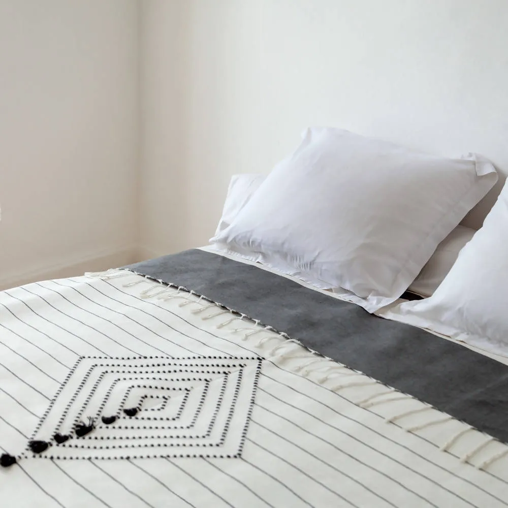 Blanc and White Moroccan Bed Spread II