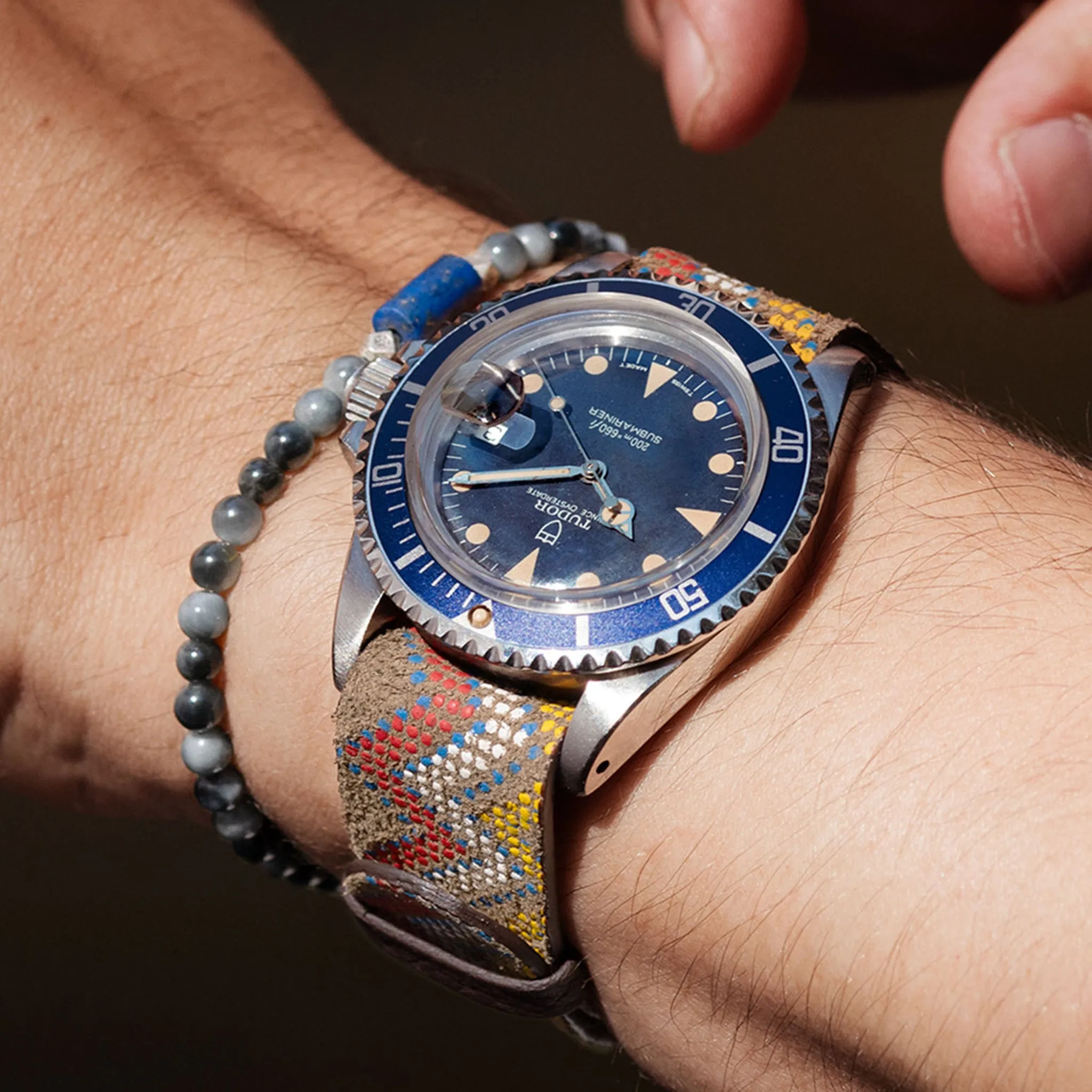 Blue Horizon - Achat, Lapis and Silver Bracelet