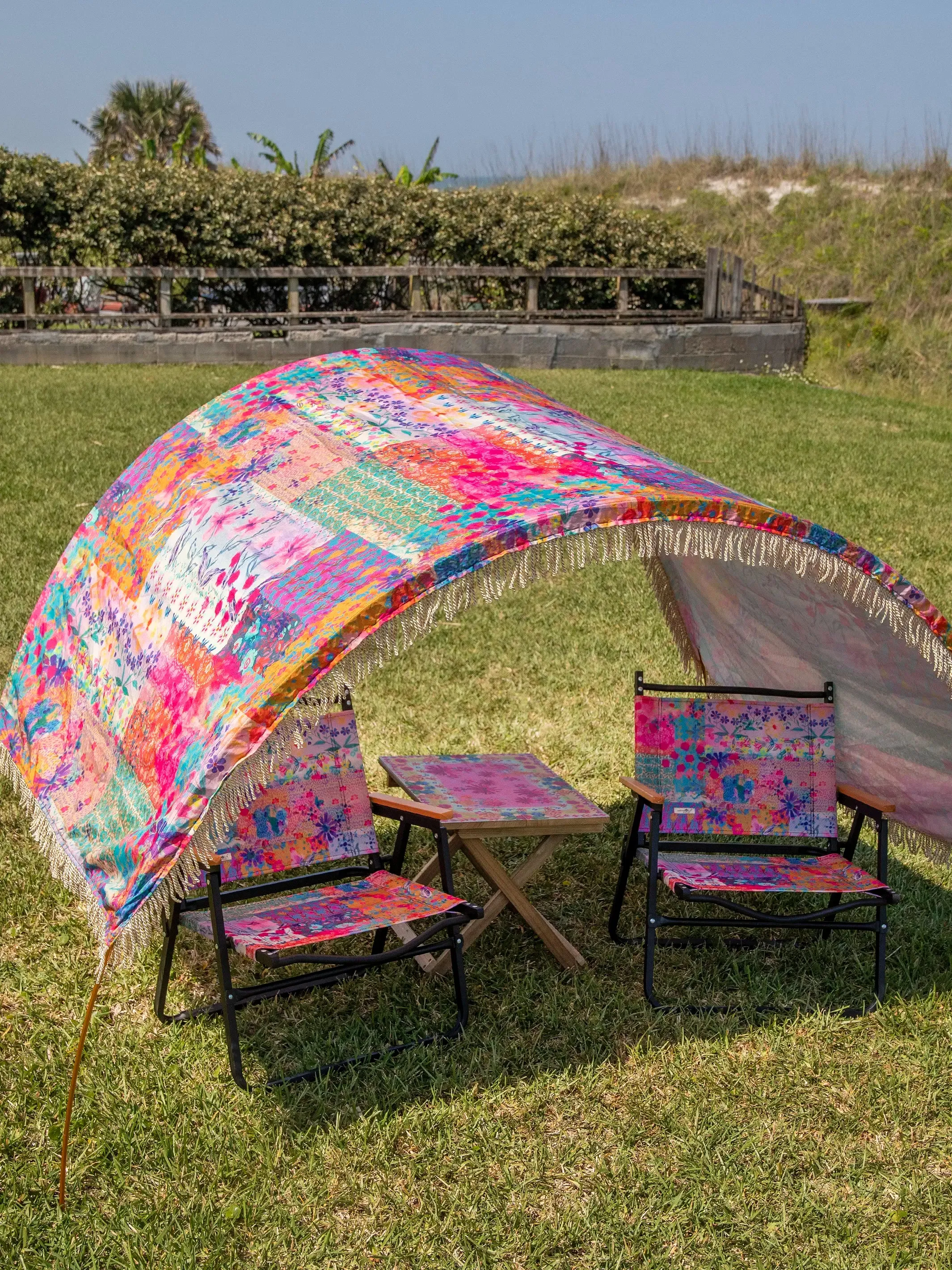 Boho Shade Cabana - Pink Watercolor Patchwork