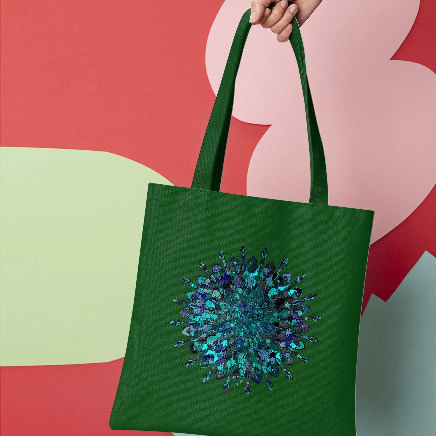 Borsa Cotton Bag with Hand-Drawn Mandala Art