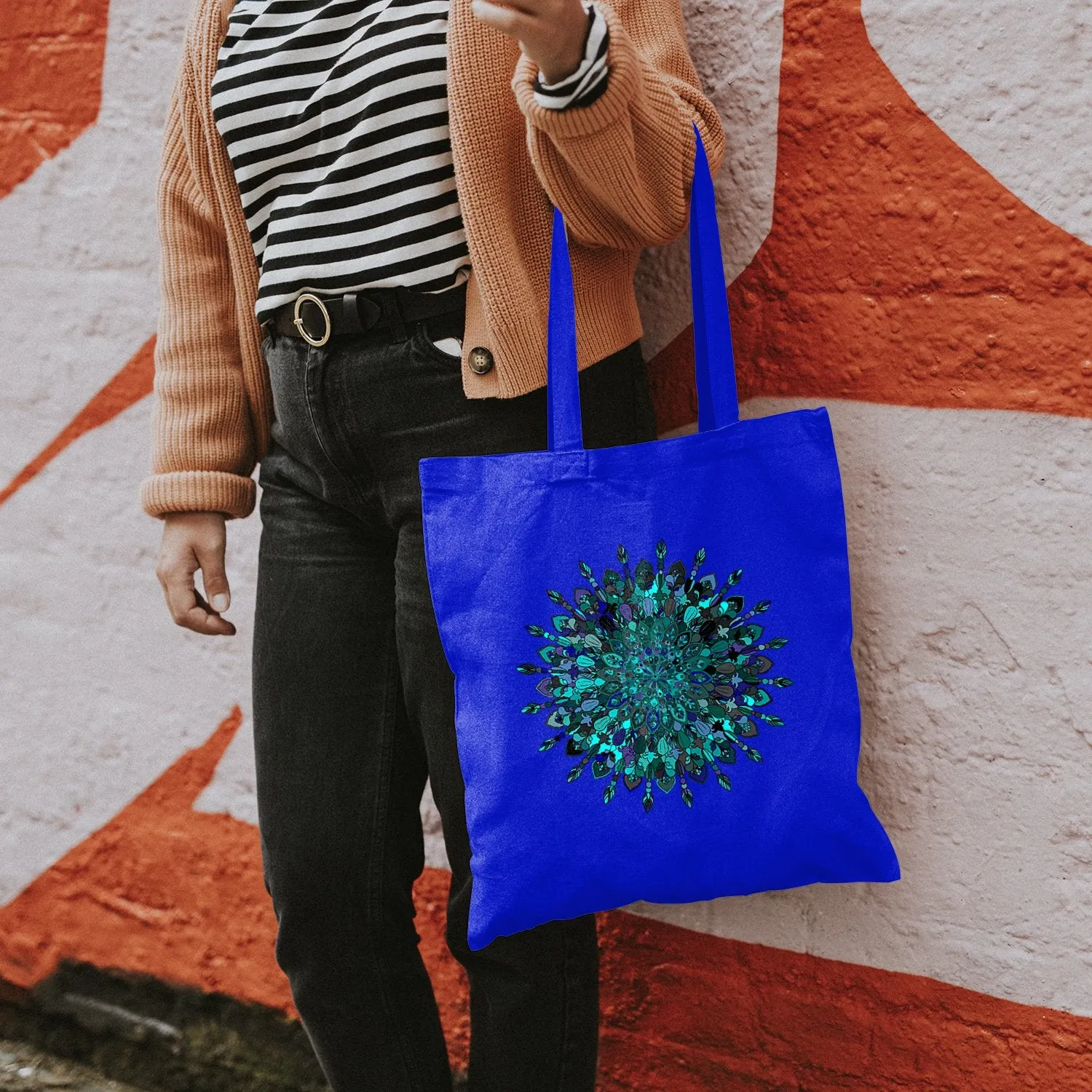 Borsa Cotton Bag with Hand-Drawn Mandala Art