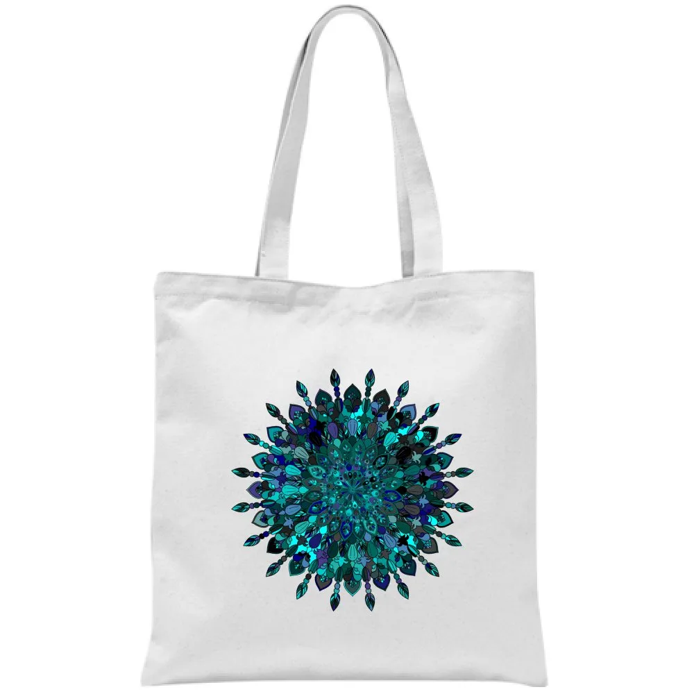 Borsa Cotton Bag with Hand-Drawn Mandala Art