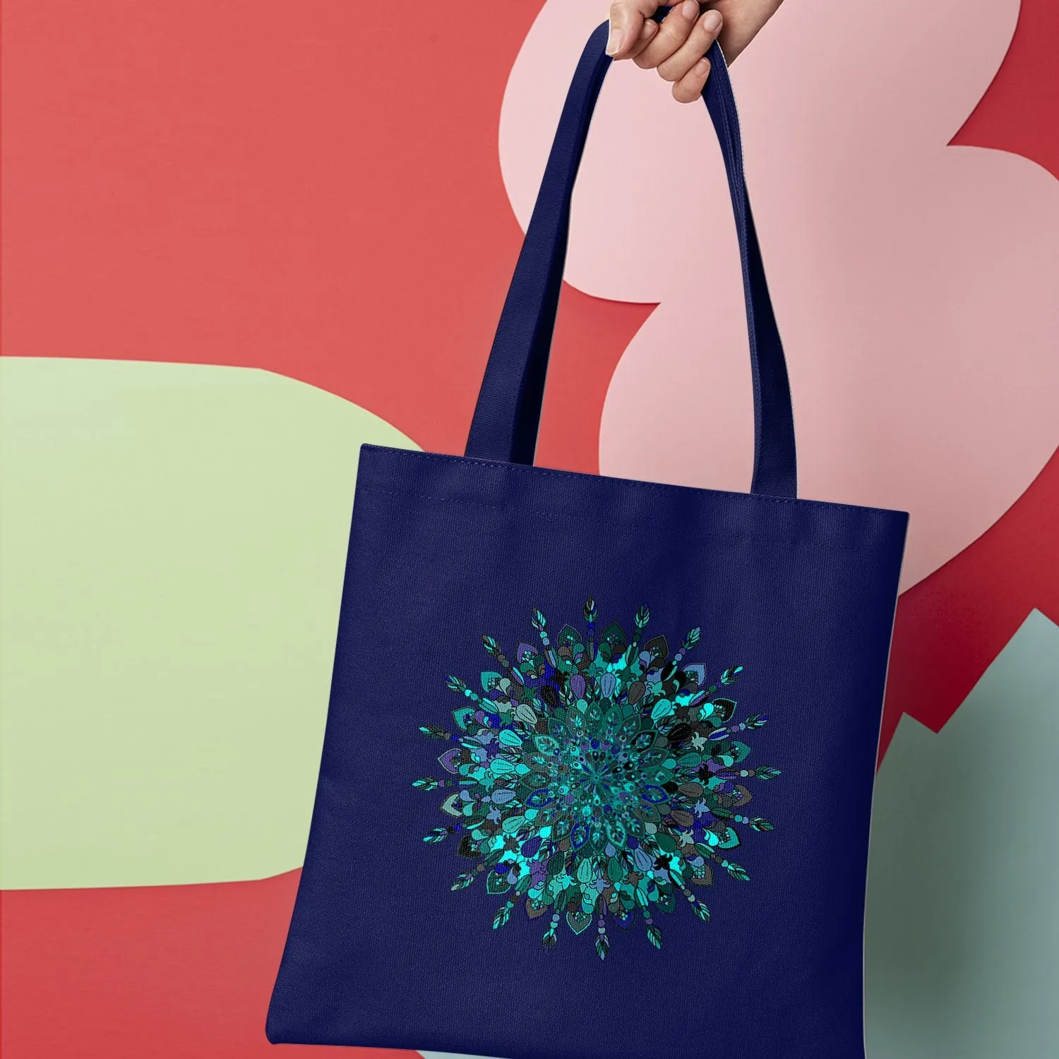 Borsa Cotton Bag with Hand-Drawn Mandala Art