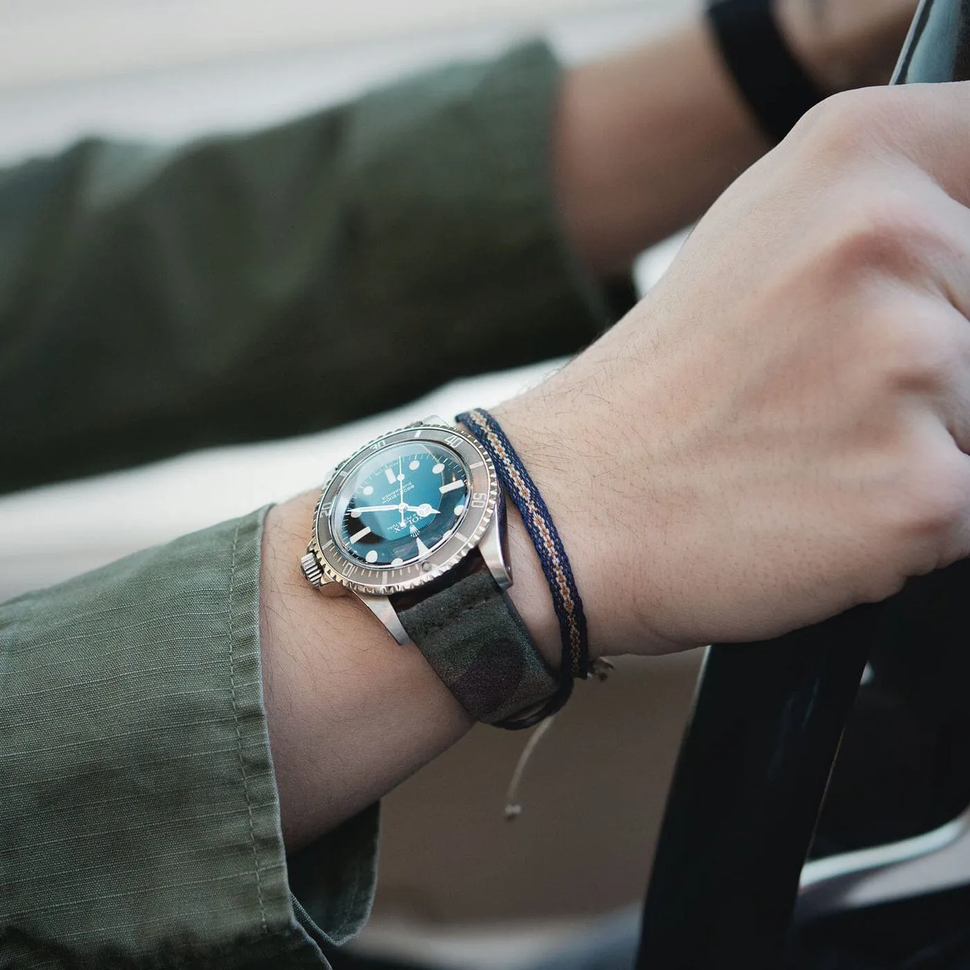 Camo Grey Suede Leather Watch Strap