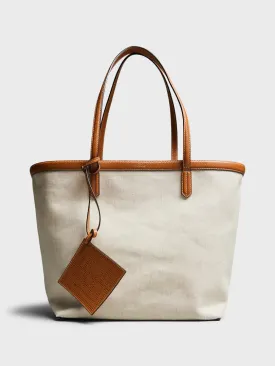 Canvas Travel Tote Bag in Ecru/Tan