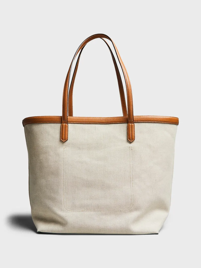 Canvas Travel Tote Bag in Ecru/Tan