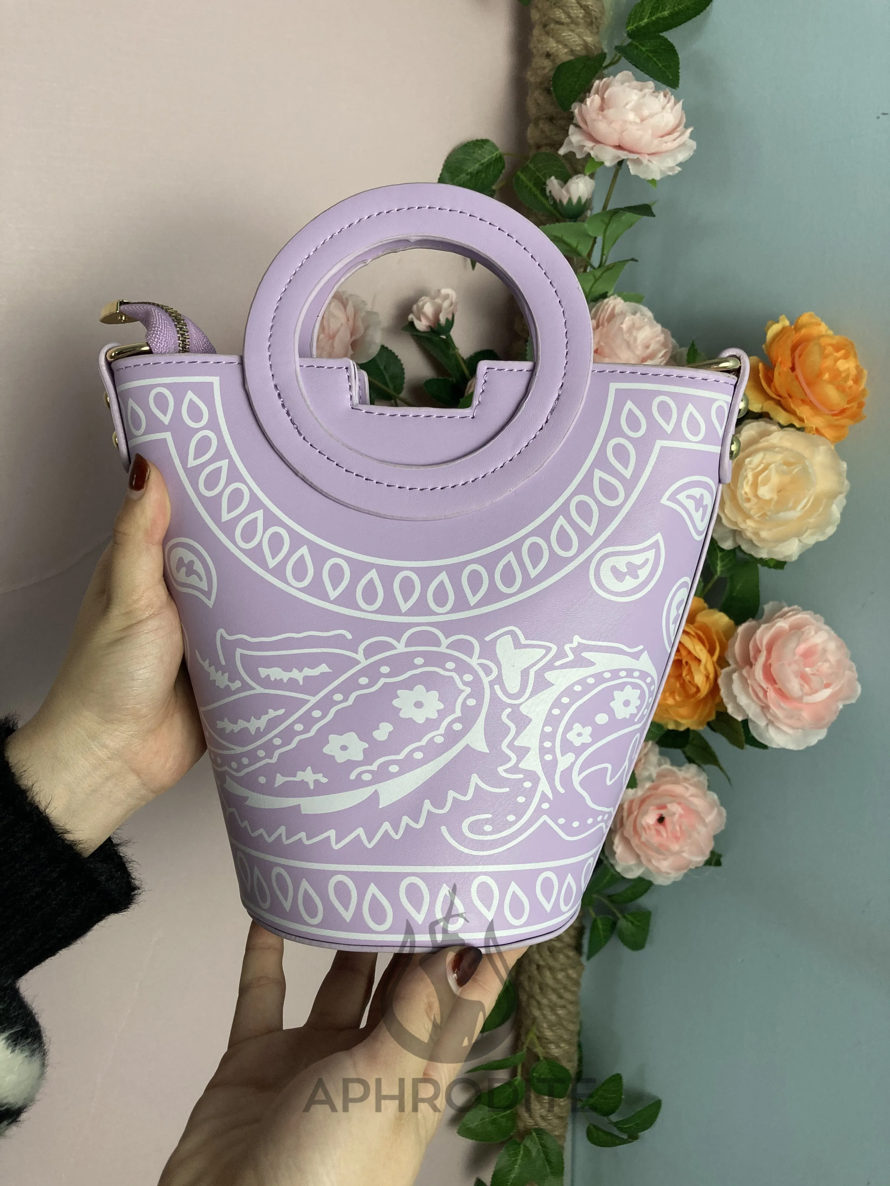 Cashew flower portable bucket bag AB2018