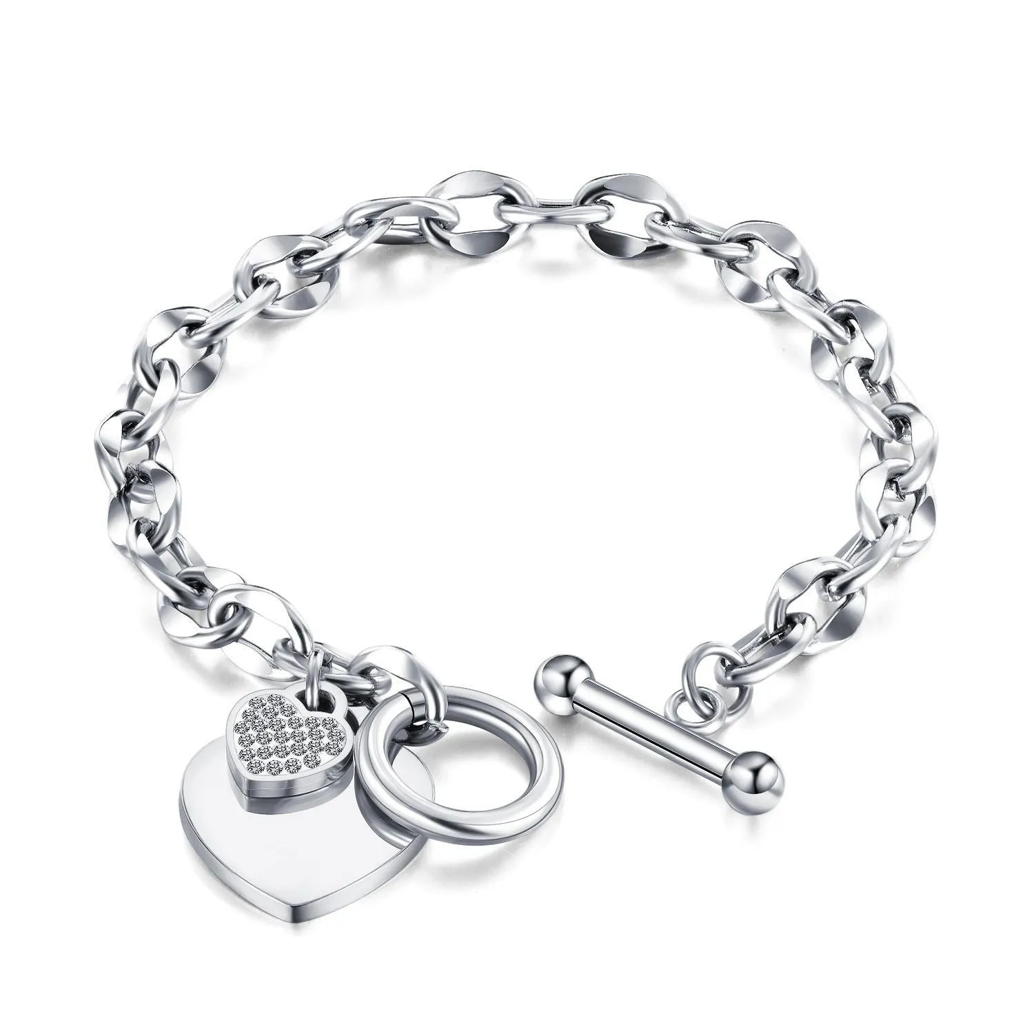 Chrome Diamond Co Hearts Charm Bracelet For Valentine Jewelry Gift