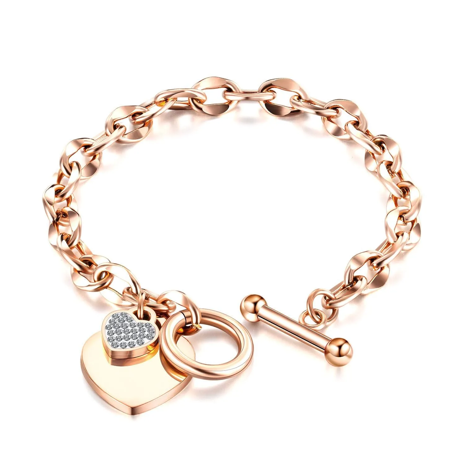 Chrome Diamond Co Hearts Charm Bracelet For Valentine Jewelry Gift