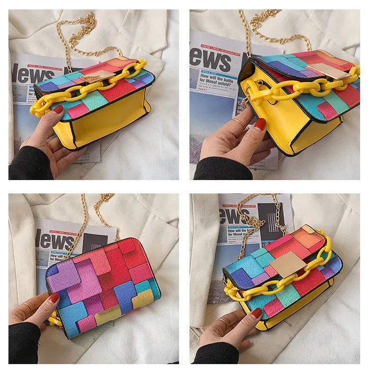 Color matching chain small square bag AB2029