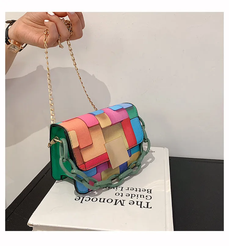 Color matching chain small square bag AB2029