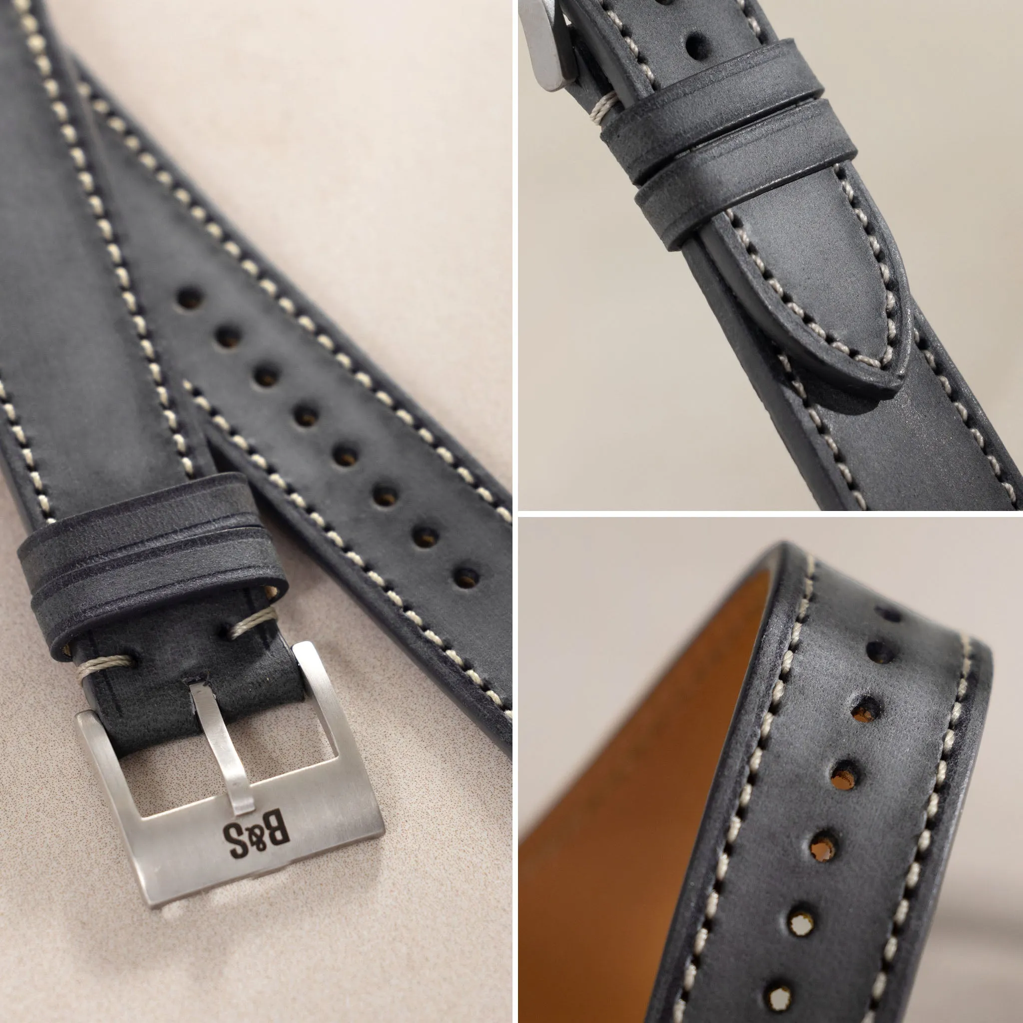 Dark Ash Grey Leather Watch Strap