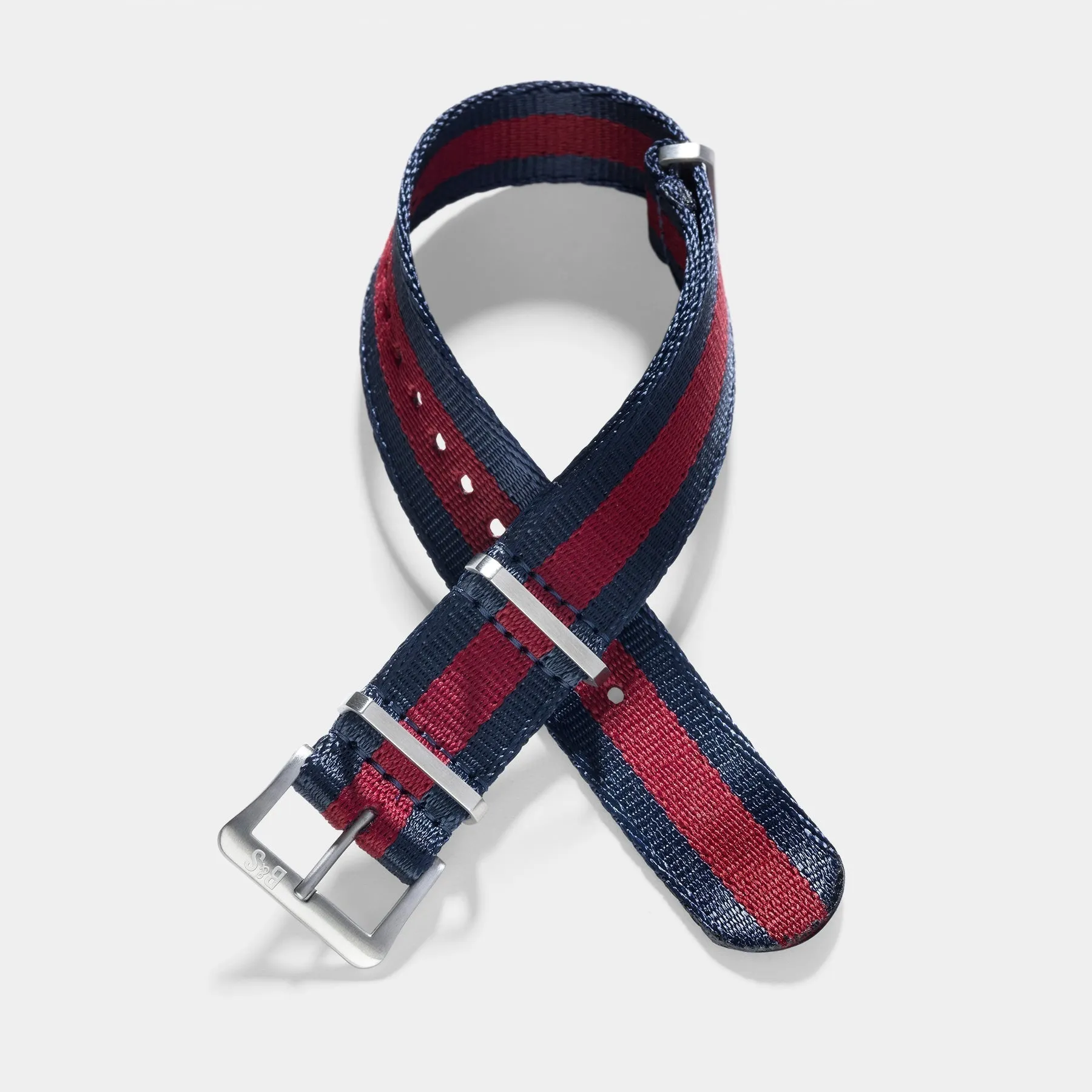 Deluxe Nylon Single Pass Watch Strap Navy Red