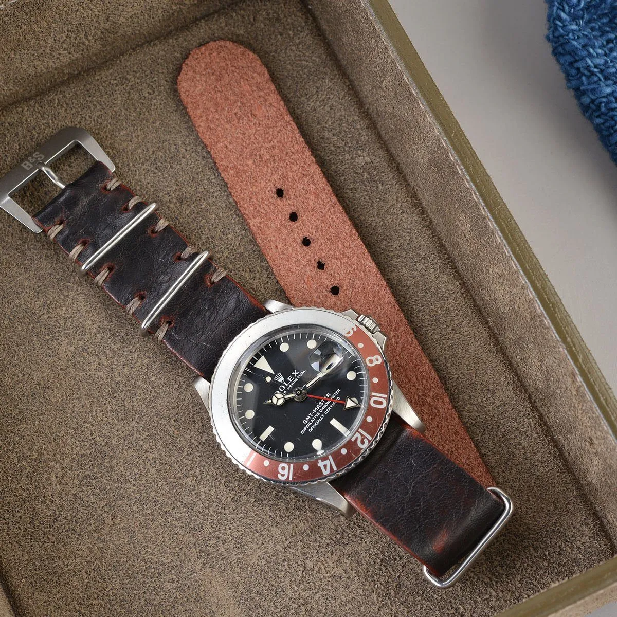 Diablo Black Single Pass Leather Watch Strap