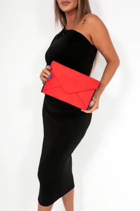 Diana Red Suedette Envelope Clutch