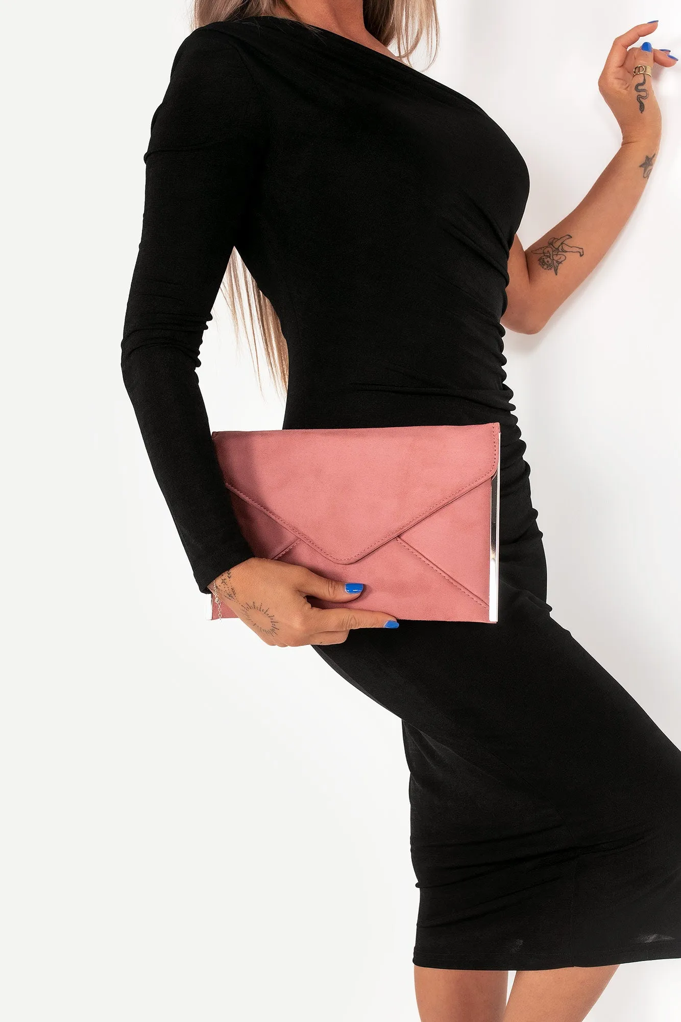 Diana Rose Suedette Envelope Clutch