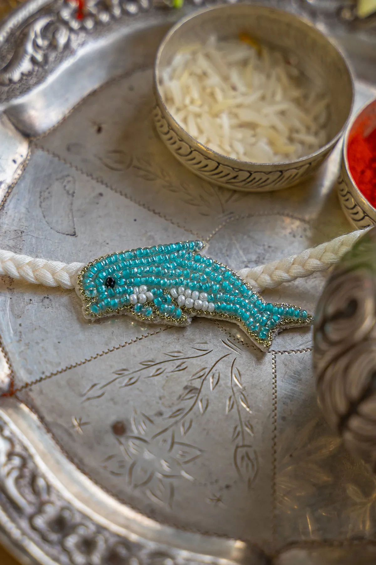 Dolphin Embroidered Rakhi