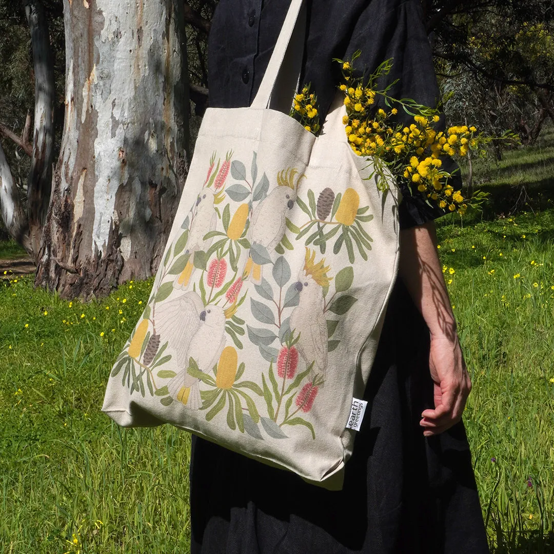 Earth Greetings Tote Bag With Pocket - Aussie Squawkers