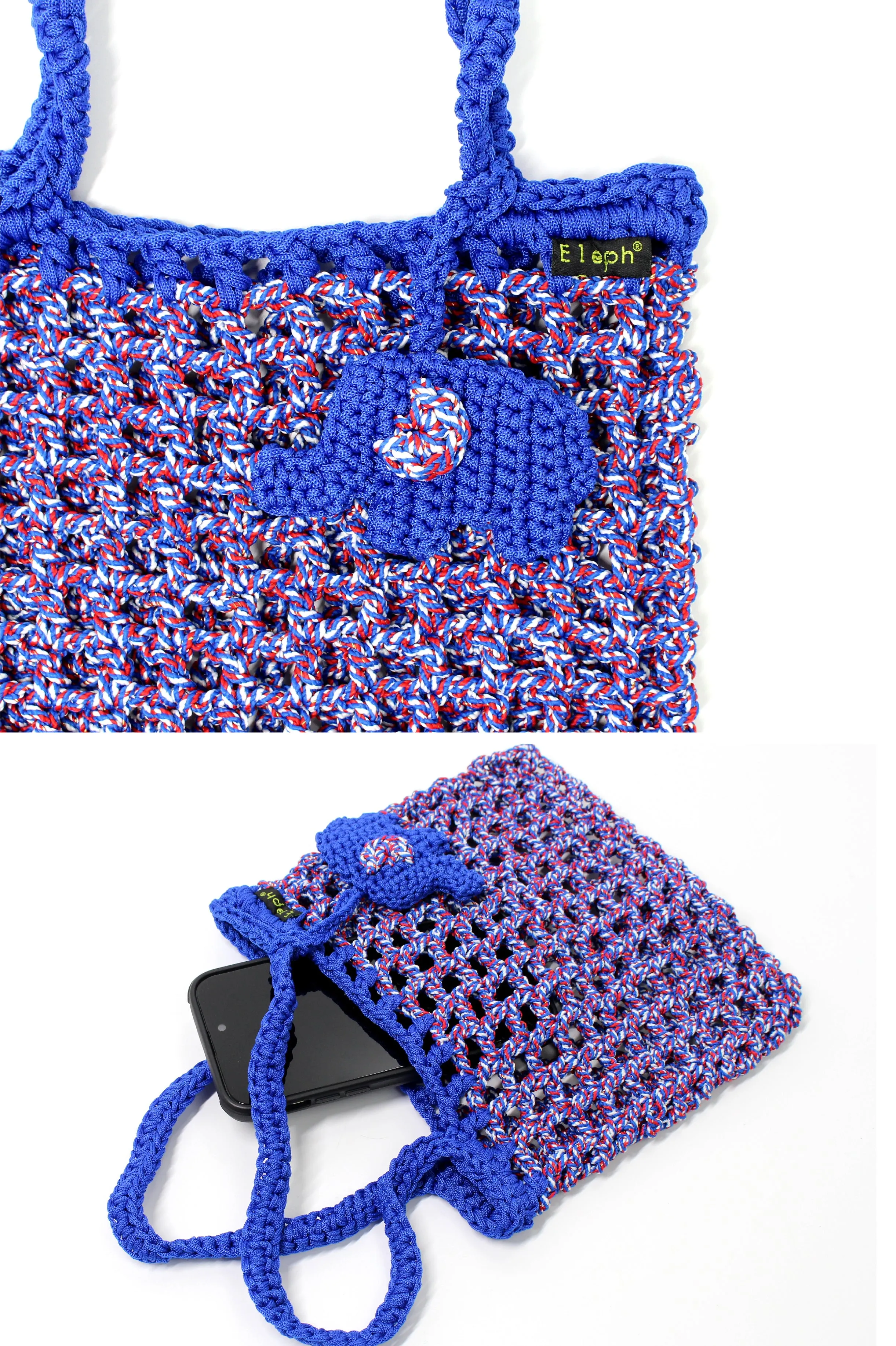 ELEPH MESH CROCHET BAG MULTI - M : Blue