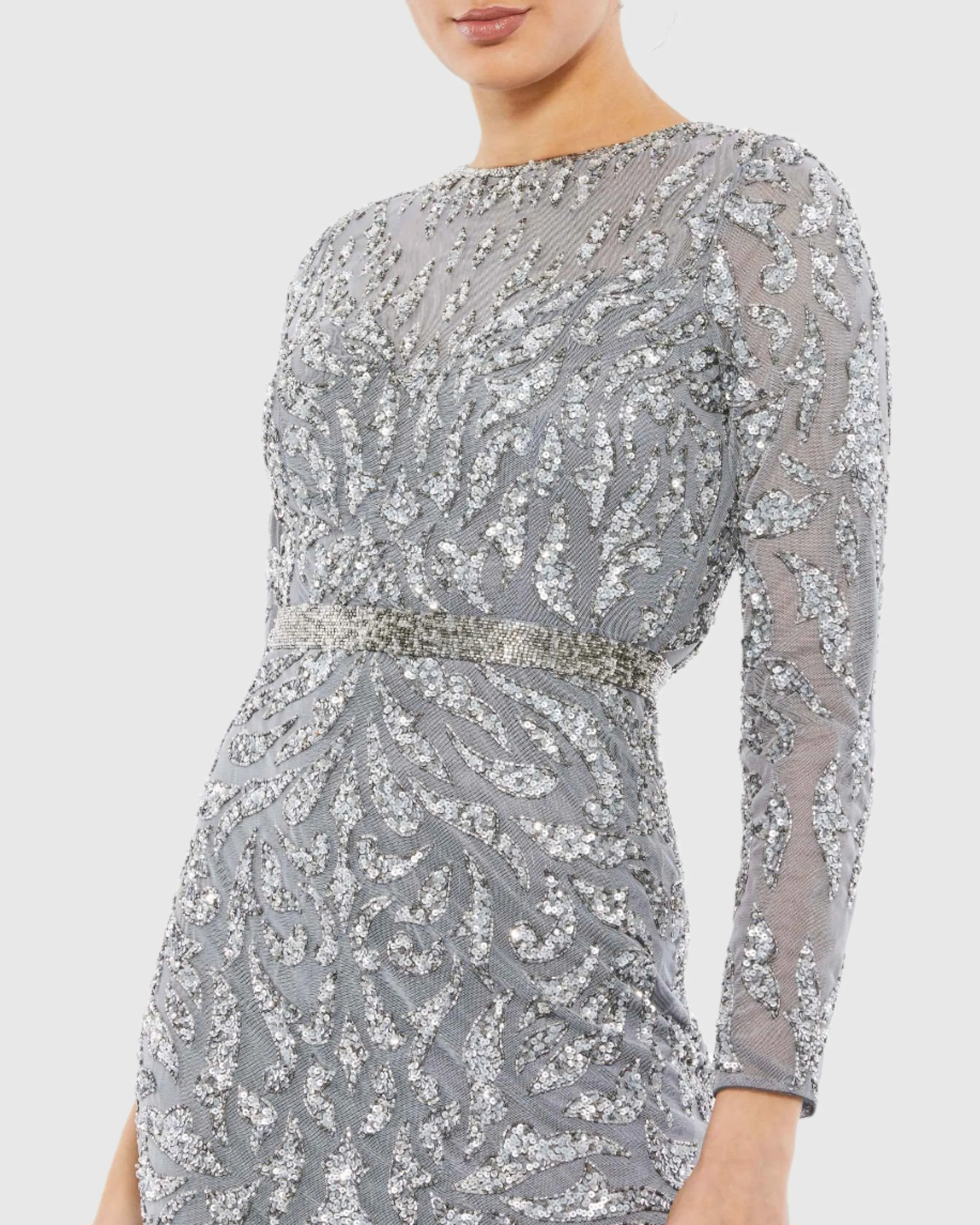 Embellished Illusion Sheath Dress