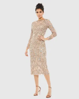 Embellished Illusion Sheath Dress